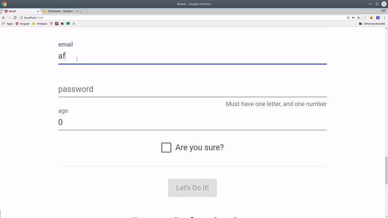 Demo of form validation