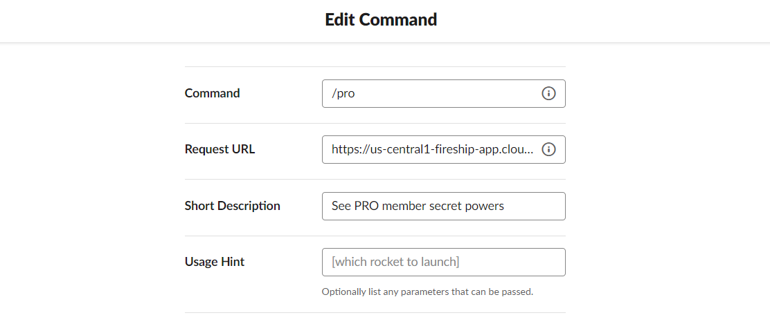 Slash commands follow the same basic flow as events