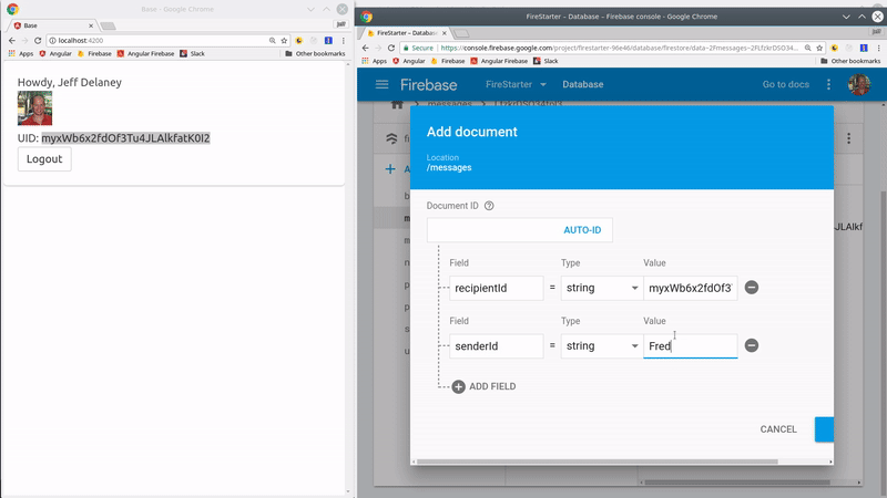 firebase cloud messaging receive inside angular component