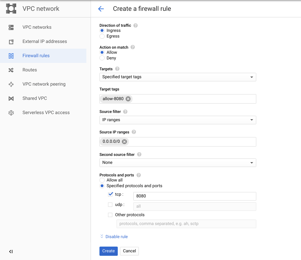 After creating the rule, make sure to tag your VM with with it under its settings