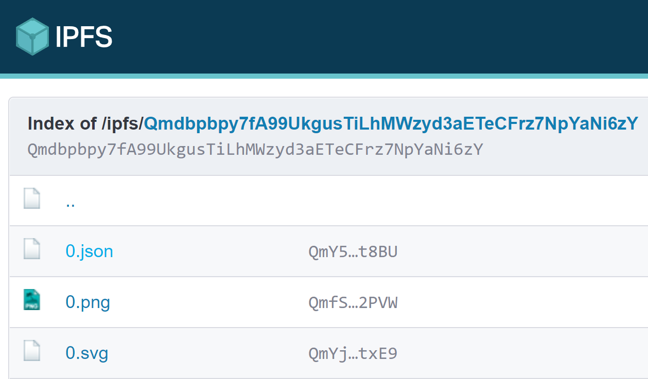 Notice the unique Content ID in the IPFS folder